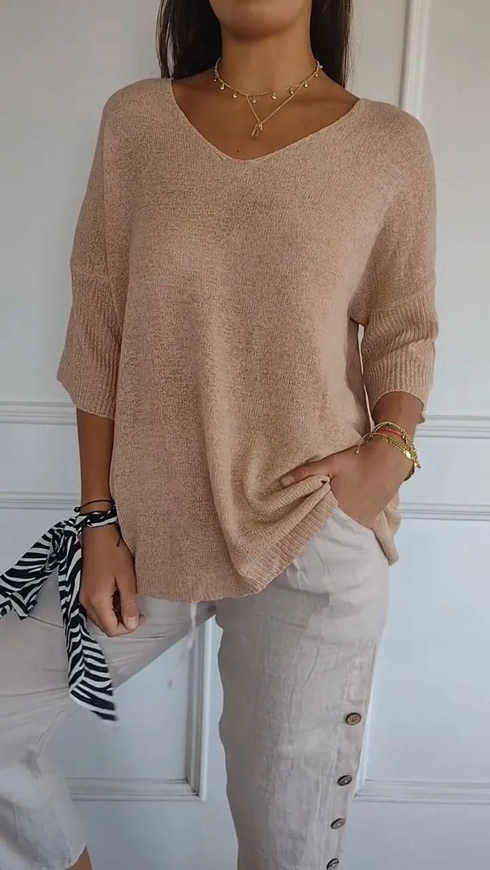 Maddie | Stylish V-Neck Knit Sweater