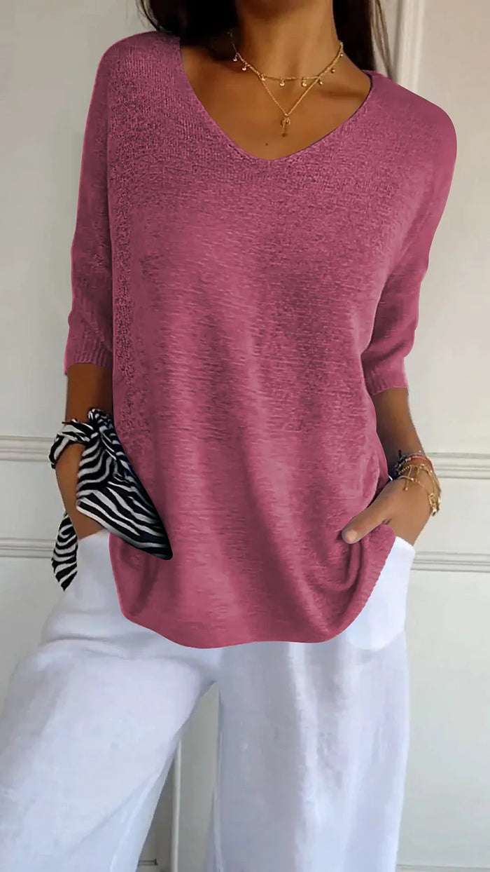 Maddie | Stylish V-Neck Knit Sweater