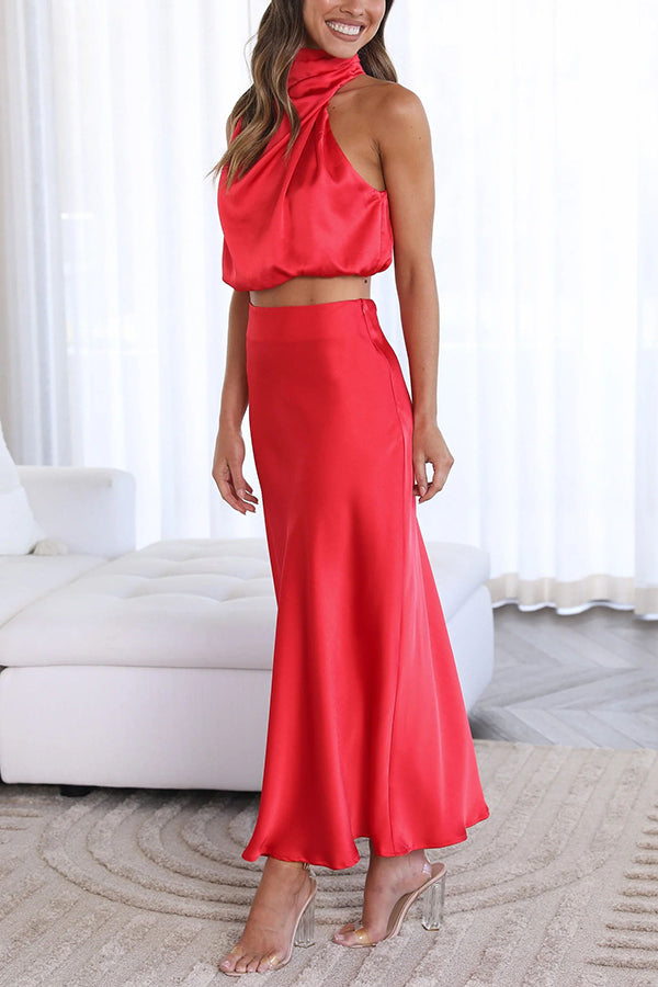Rosia | Chic Satin Two-Piece Ensemble
