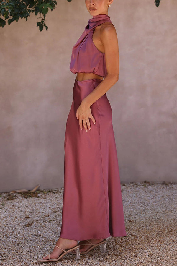 Rosia | Chic Satin Two-Piece Ensemble