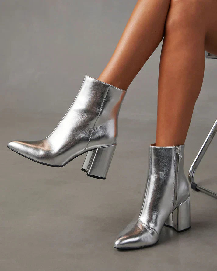 Maxi | Chic Metallic Ankle Boots for Women